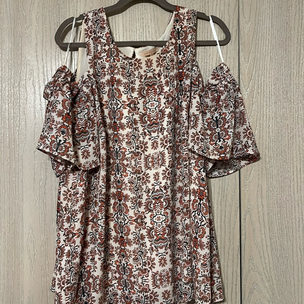 Cold Shoulder Print Blouse (lined)